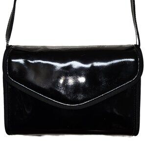 ⭐ Ferragamo Black Patent Leather Shoulder Bag – Made in Italy